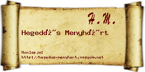 Hegedűs Menyhért névjegykártya